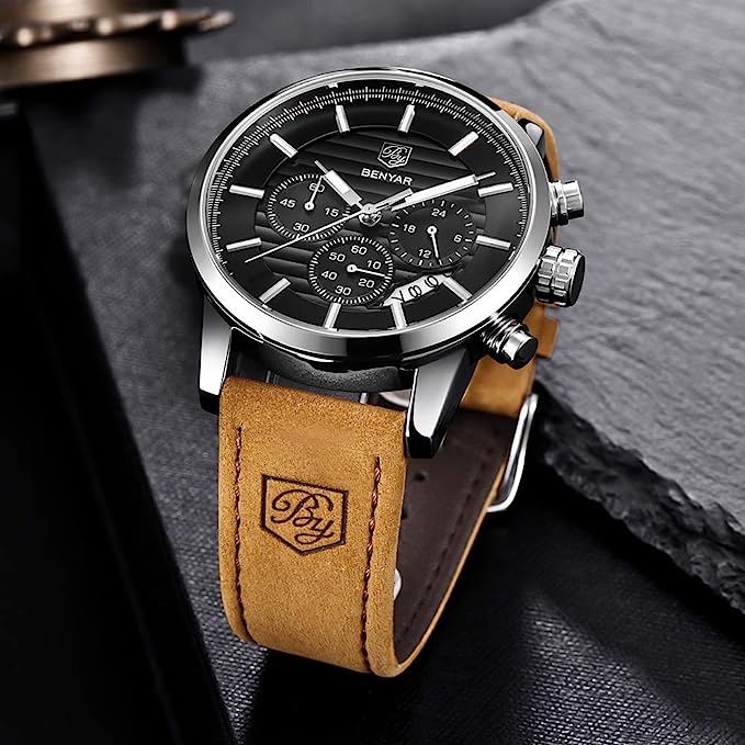 Montre Benyar Bracelet en Cuir Affaires et Sport - PixaMaoc