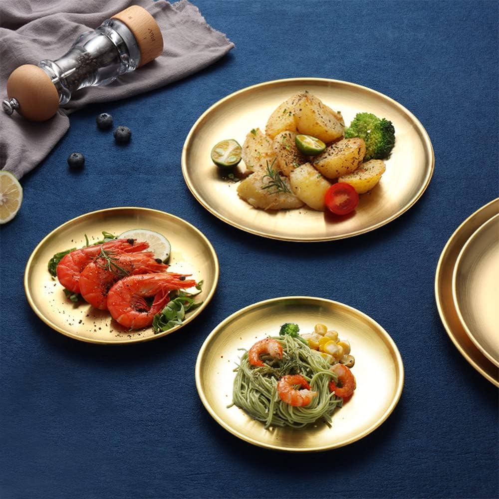 Lot de 3 assiettes plates pixa en acier inoxydable