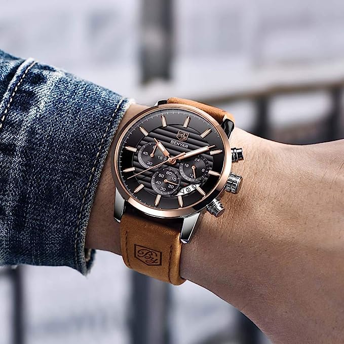 Montre Benyar Bracelet en Cuir Affaires et Sport - PixaMaoc