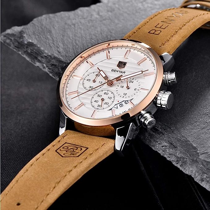 Montre Benyar Bracelet en Cuir Affaires et Sport - PixaMaoc