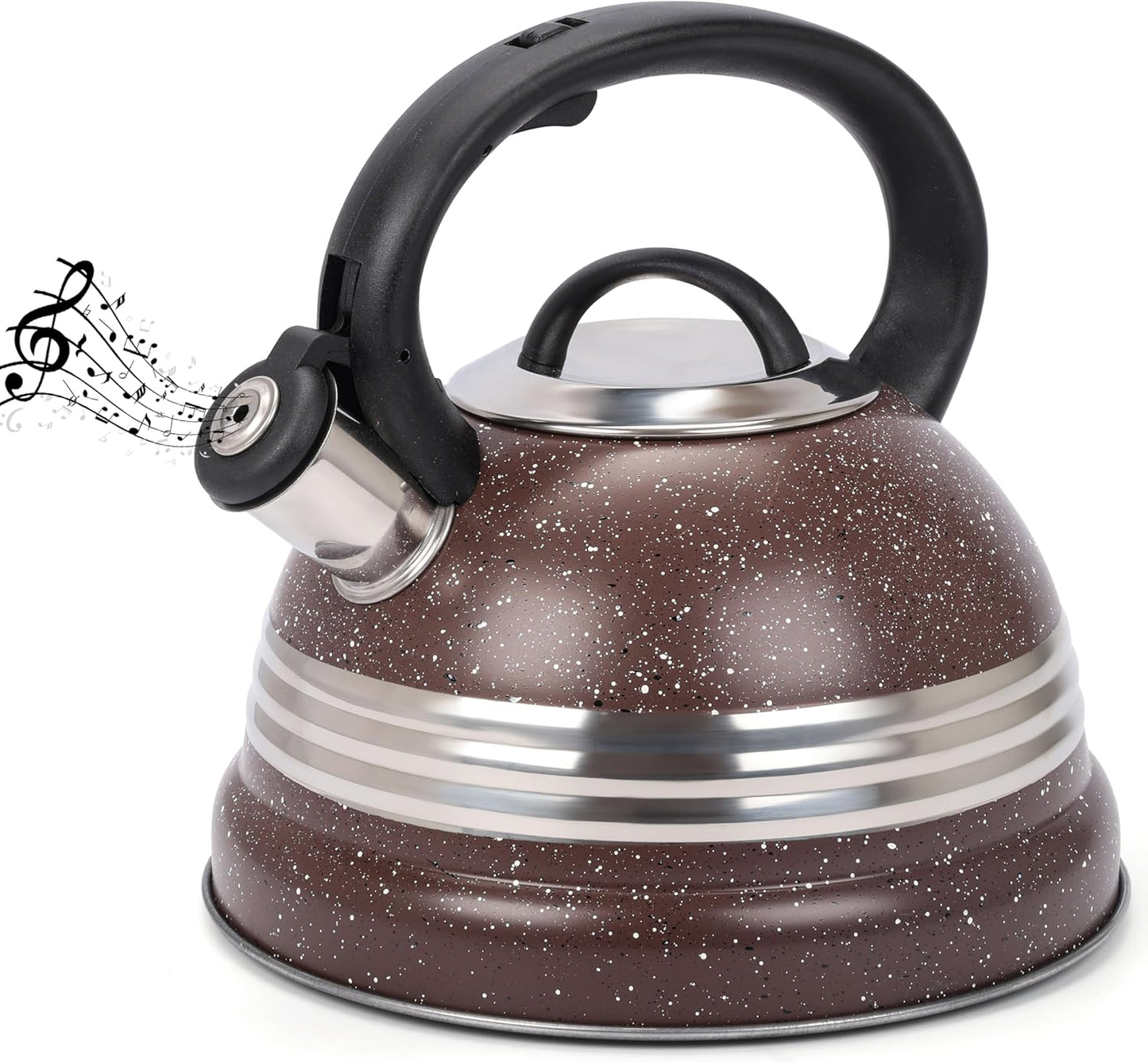 Bouilloire sifflante Pixa en acier inoxydable – Chauffe rapide pour thé, café et infusions