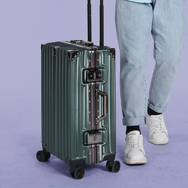 Valise d'affaires à cadre en aluminium et roulette silencieuse