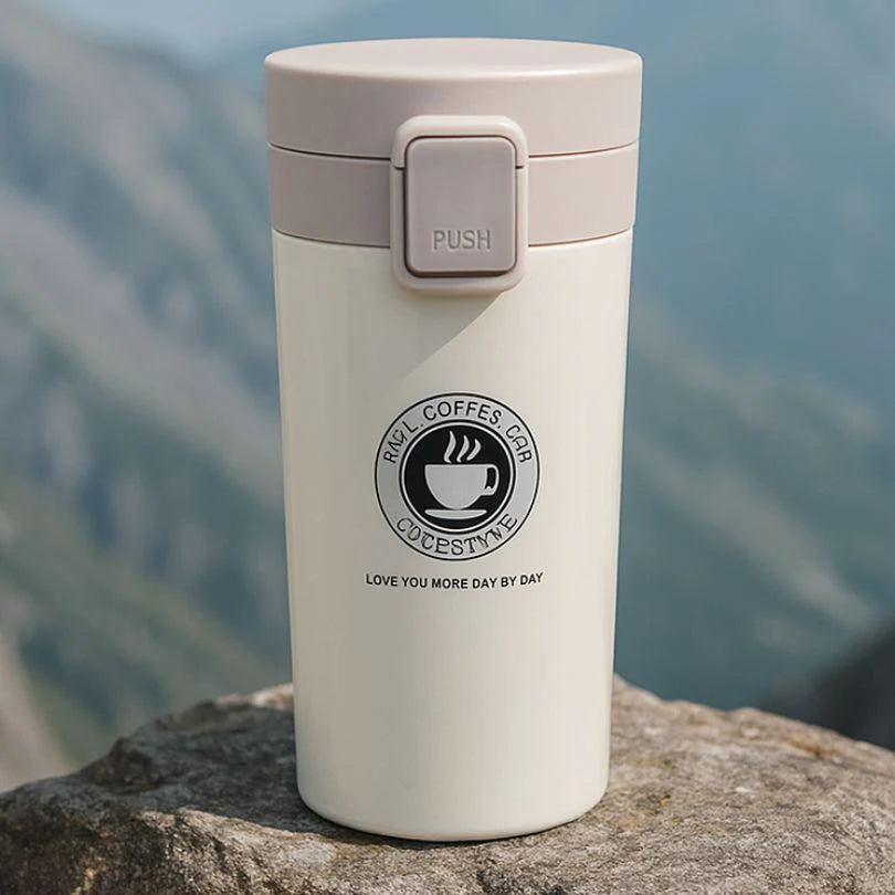 Mug de Voyage Isotherme PIXA 380 ml en Acier Inoxydable avec Thermomètre LED & Capuchon – Anti-Fuite