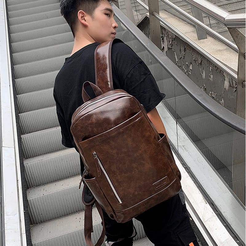 Sac à dos en cuir pour homme d'affaires