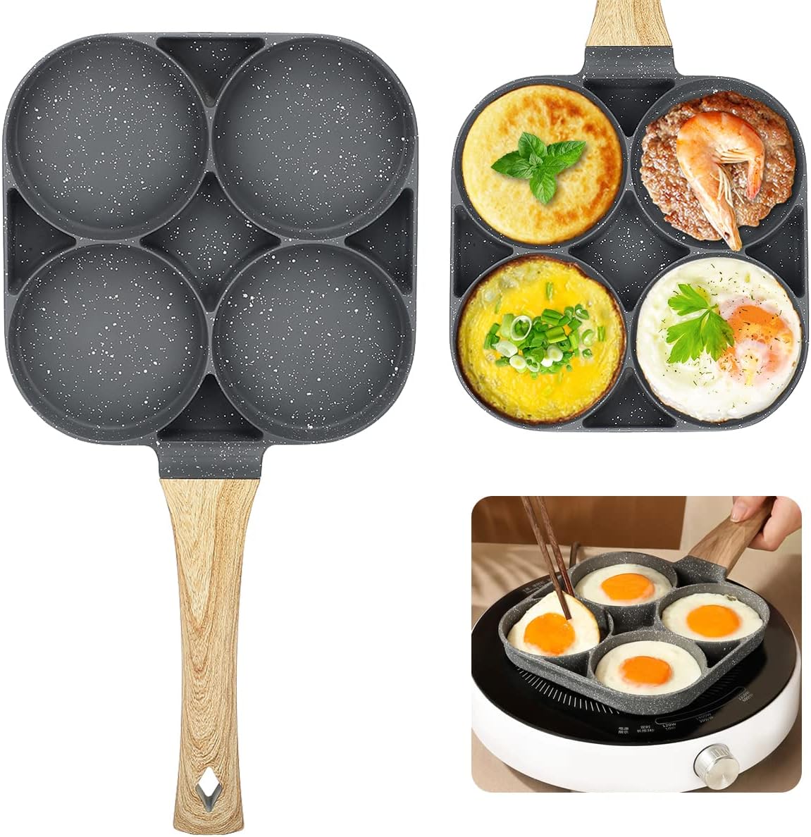 Poêle à Crêpes à 4 Emplacements Antiadhésive - PixaMaoc