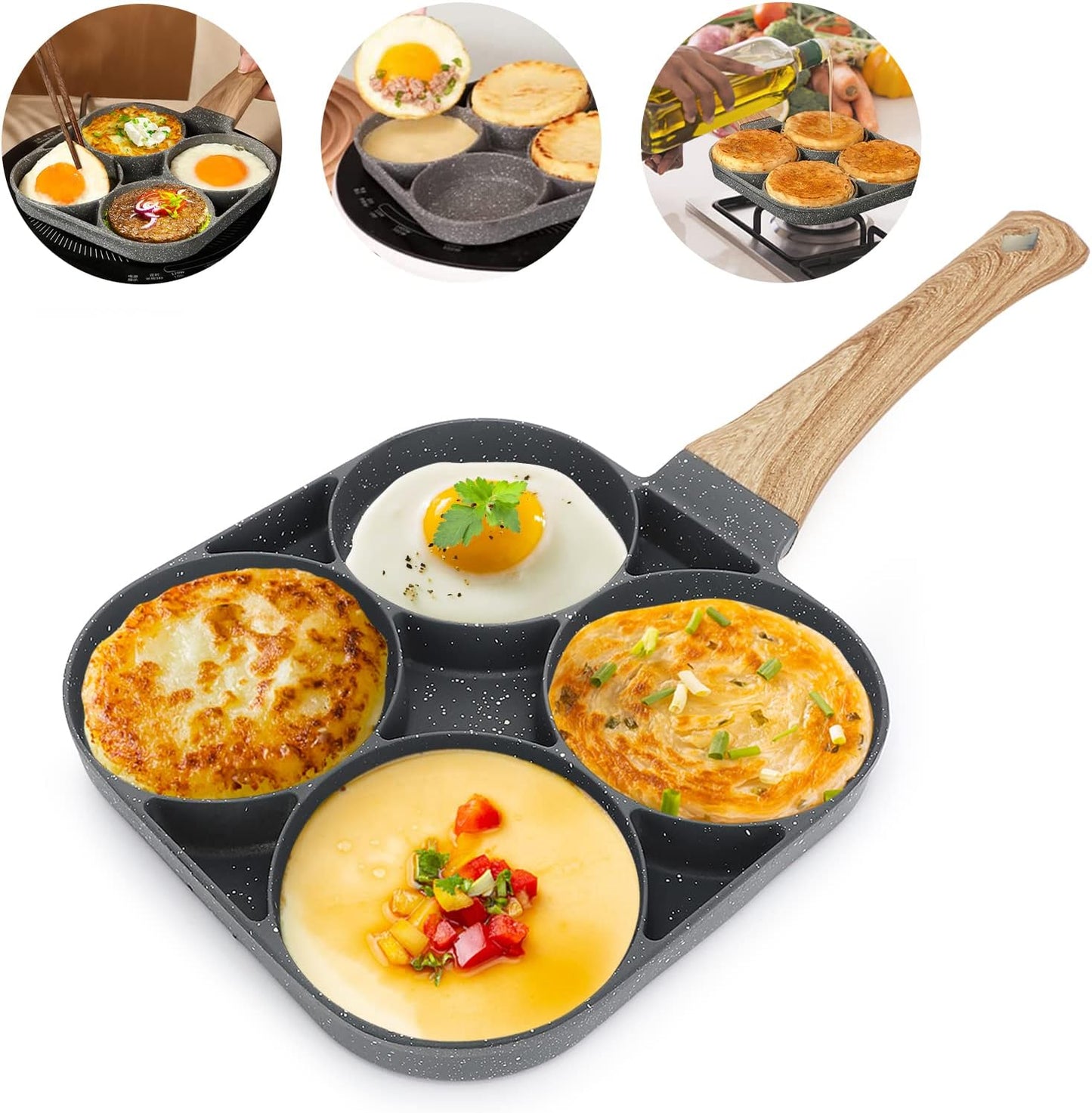 Poêle à Crêpes à 4 Emplacements Antiadhésive - PixaMaoc