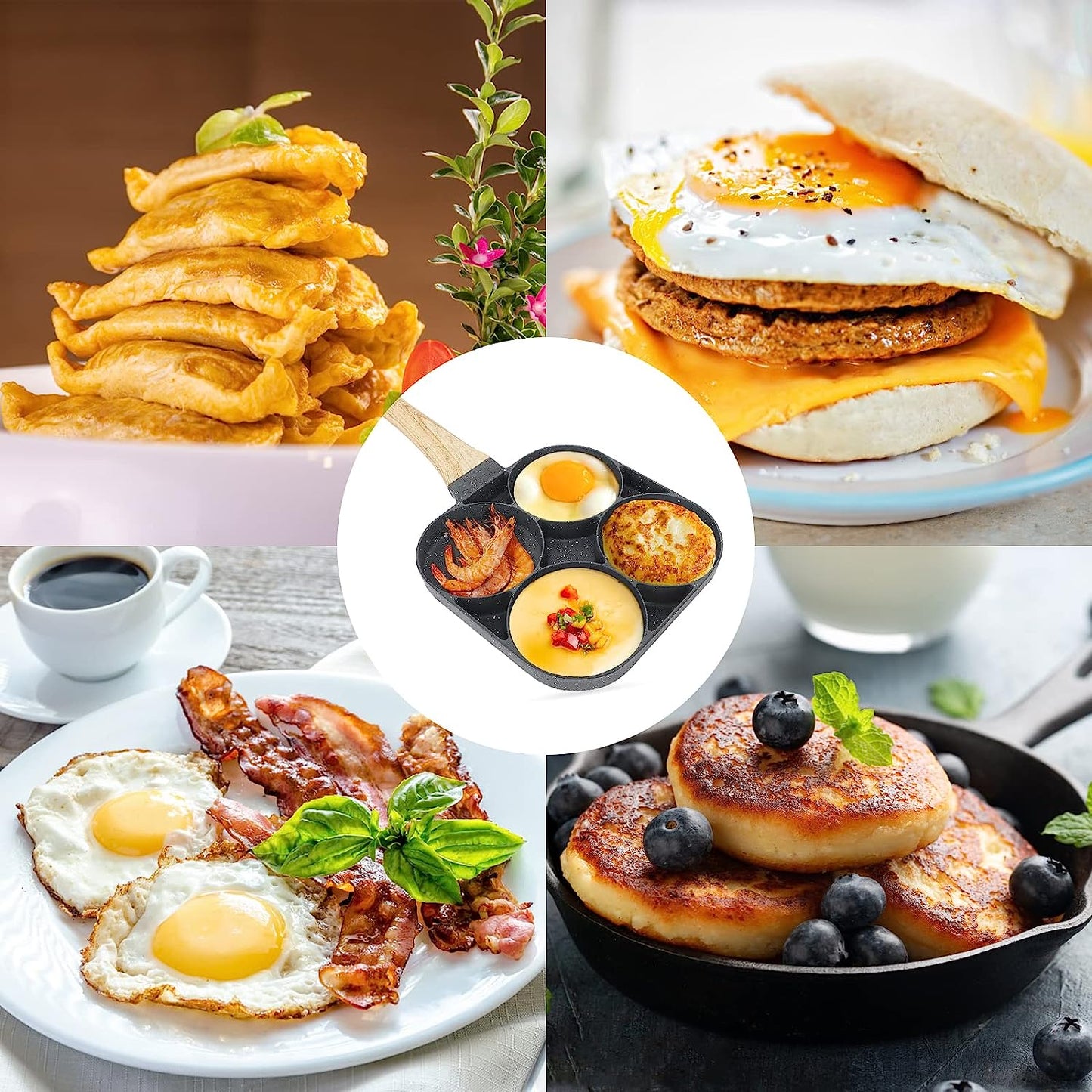 Poêle à Crêpes à 4 Emplacements Antiadhésive - PixaMaoc