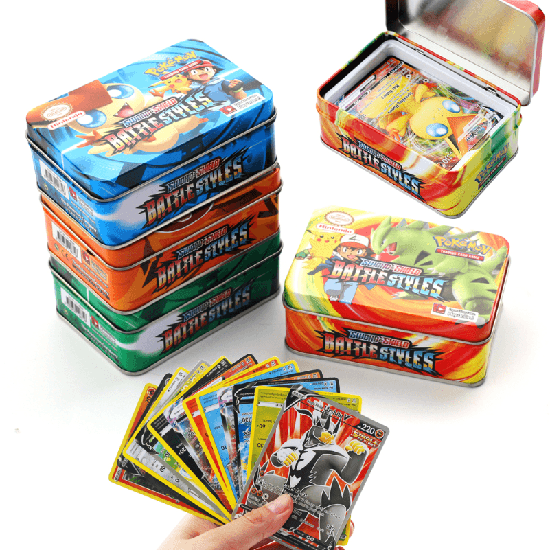 40 Cartes Pokemon Boîte métallique Boîte en Métal Dragon Vmax