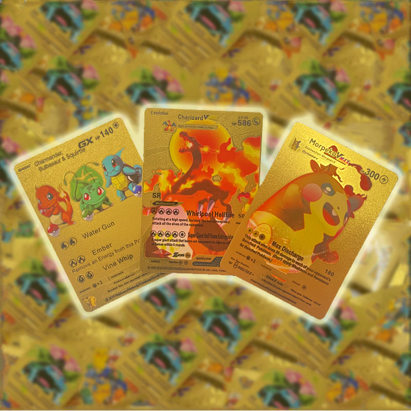 Cartes Pokémon collection rare gold boîte 10 cartes - PixaMaoc