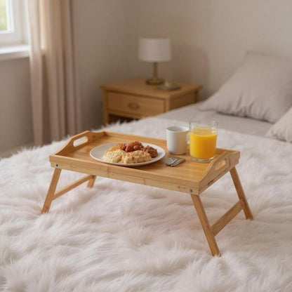 Pixa Table de Lit Pliable en Bambou Multifonction – Confort & Gain de Place