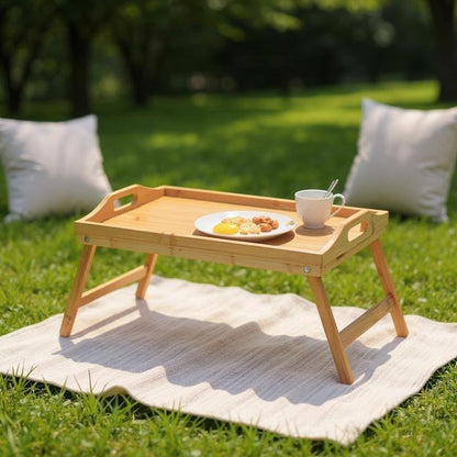 Pixa Table de Lit Pliable en Bambou Multifonction – Confort & Gain de Place