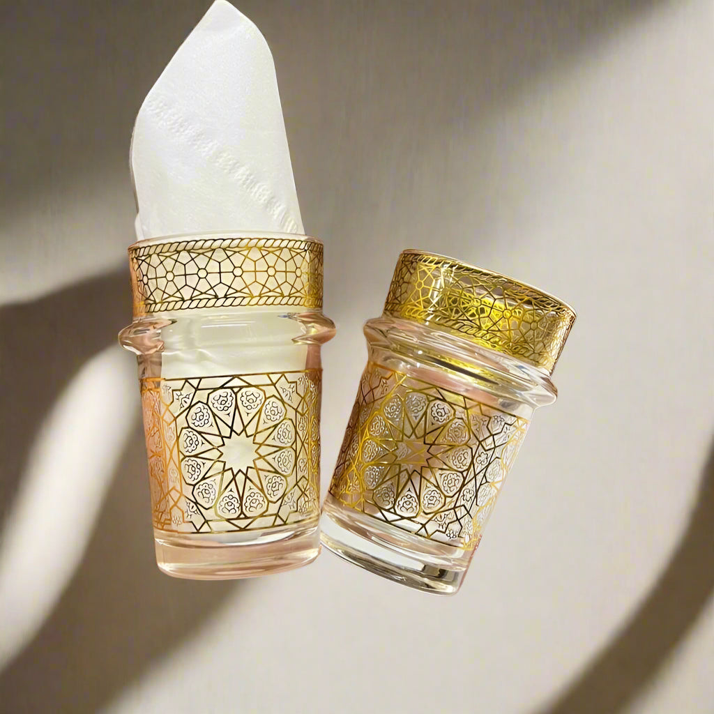 Verres à Thé Marocains Pixa en Verre Doré – Set Raffiné pour Service de Thé