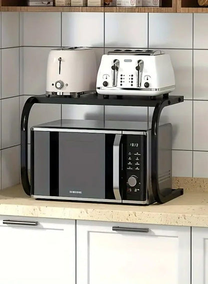 Étagère Cuisine Double Niveau Support Micro-ondes Gain de Place