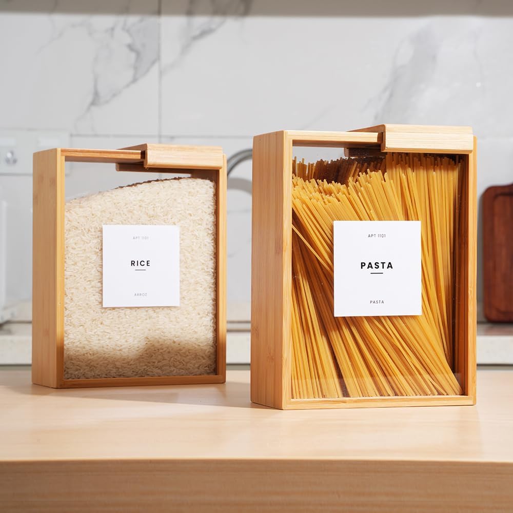 Pixa Boîte de Stockage Alimentaire en Bambou avec Couvercle Coulissant – Rangement Cuisine Élégant et Pratique