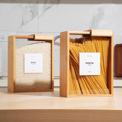 Pixa Boîte de Stockage Alimentaire en Bambou avec Couvercle Coulissant – Rangement Cuisine Élégant et Pratique