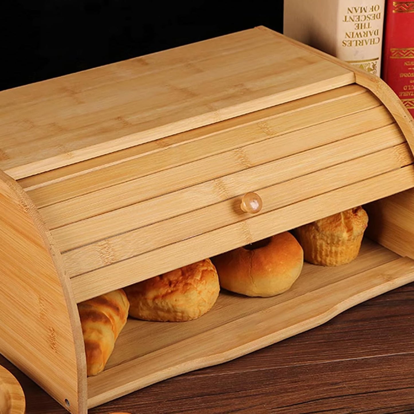 Boîte à pain Pixa en bambou – Boîte de conservation du pain en bois, design naturel