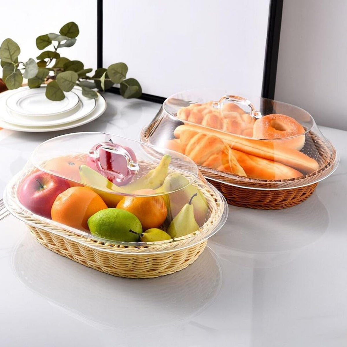 CVZJ Panier à pain tissé empilable ovale pour fruits, légumes CVZJ Panier à pain tissé empilable ovale pour fruits, légumes