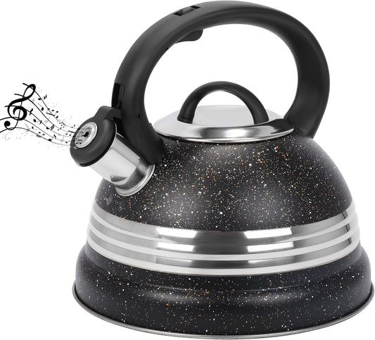 Bouilloire sifflante Pixa en acier inoxydable – Chauffe rapide pour thé, café et infusions