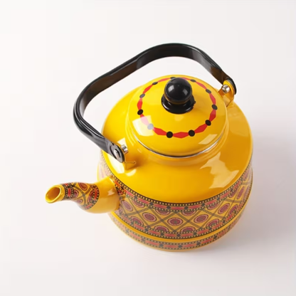 PIXA Théière en Émail 1 Pièce – Bouilloire et Cafetière Vintage pour Thé, Café et Lait, Compatible Gaz et Plaque Électrique