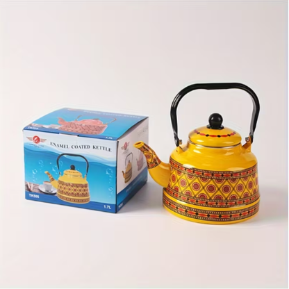 PIXA Théière en Émail 1 Pièce – Bouilloire et Cafetière Vintage pour Thé, Café et Lait, Compatible Gaz et Plaque Électrique