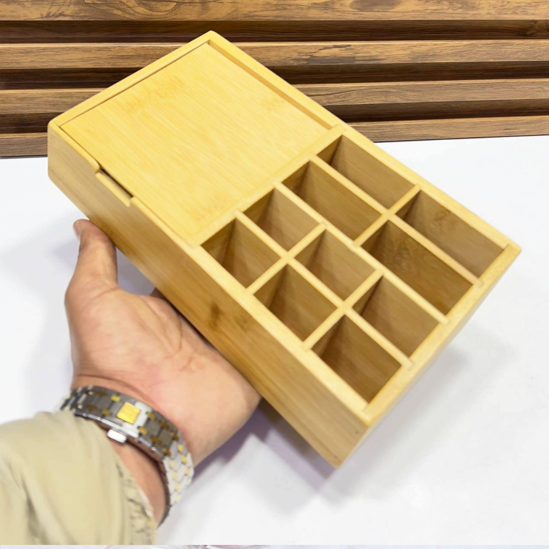 Organisateur de cosmétiques Pixa en bambou avec miroir
