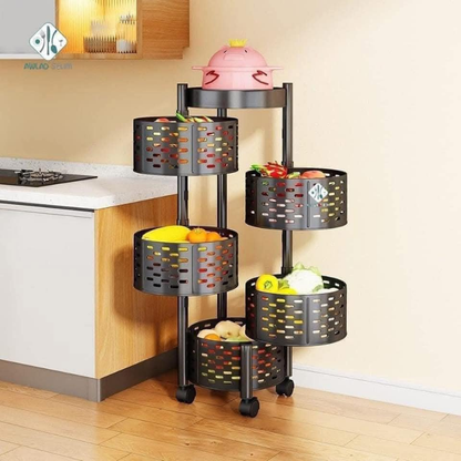 Étagère de cuisine à chariot utilitaire rotatif à 5 étages