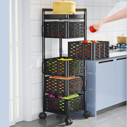 Étagère de cuisine à chariot utilitaire rotatif à 5 étages