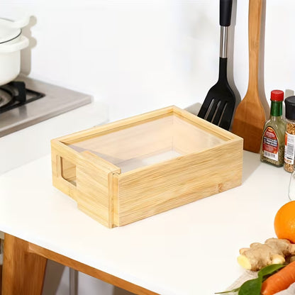 Pixa Boîte de Stockage Alimentaire en Bambou avec Couvercle Coulissant – Rangement Cuisine Élégant et Pratique